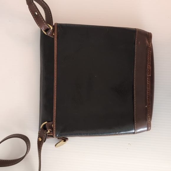 Brahmin Leather Black Brown Crossbody Shoulder Leather Purse Bag Vintage - Picture 7 of 14